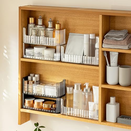 2-Tier Stackable Medicine Cabinet Organizer Shelves, Clear