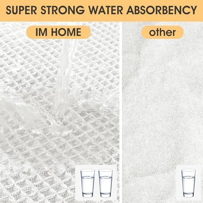 IM HOME Waffle Bath Mat Set 2 Piece White,Woven Modern Bath Rug Mats, Absorbent Non Slip Bath Floor Mat, Soft Washable Boho Bath Rugs with Tassels for Bathroom, Bedroom, Kitchen,Tub