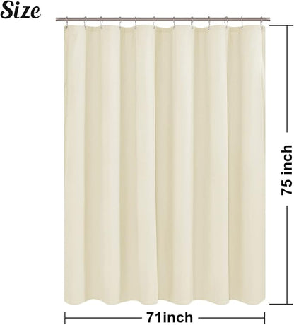 Embossed Microfiber Long Shower Curtain Liner 71 x 75 inches, Soft Fabric Shower Curtain Washable and Water Repellent,71x75, Cream