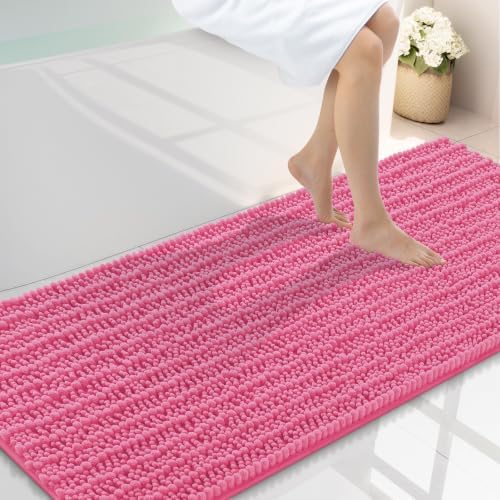 Smiry Bathroom Rugs 59X24, Extra Soft Rubber Backing Chenille Bath Mats