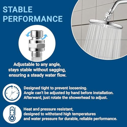 2 Pcs Shower Connector Ball Joint Shower Head Swivel Ball Adapter Brass Adjustable Shower Arm Extension Universal Component Polish Chrome