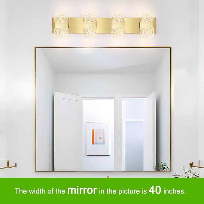 Bathroom Vanity Light Fixture, Modern Brushed Gold LED Vanity Light, Dimmable 24W LED Wall Sconce Lighting for Bathroom, Bedroom, Perfect for Makeup & Shaving