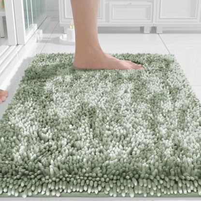 Yimobra Chenille Bathroom Rugs Non Slip, Extra Thick Soft Absorbent Bath Rug, Machine Washable Quick Dry Bath Mat for Bathroom Floor, Tub and Shower, Home Decor Accessories, 24x17, Sage Green