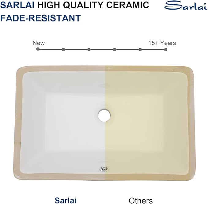 Sarlai Undermount Rectangular Vessel Sink - 21 x 13 inch Modern White Ceramic, Vanity Sink Art Basin with Overflow, Interior Bowl Size 18.9"x11.8"x4.75"