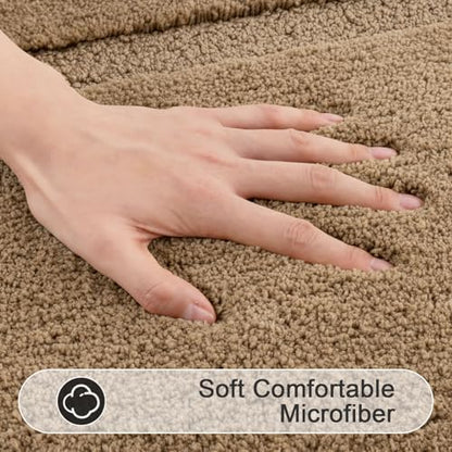 SHACOS Soft Microfiber Bathroom Rugs Set of 2 Pieces, Khaki Brown