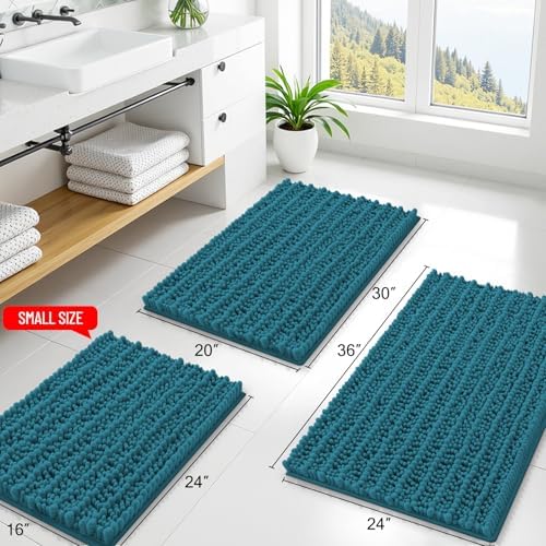 Smiry Bathroom Rugs 40X32, Extra Soft Rubber Backing Chenille Bath Mats