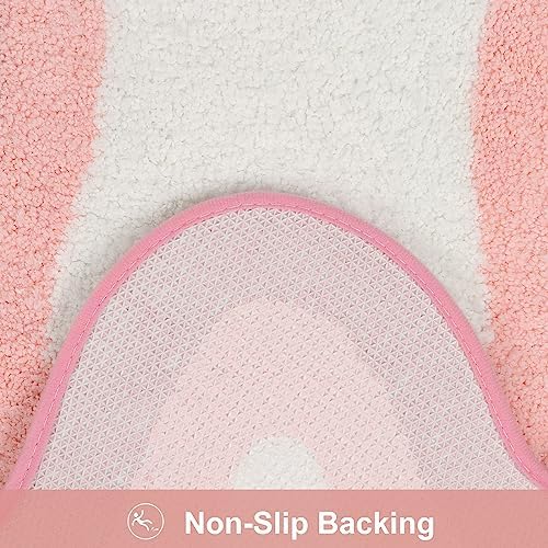 HAOCOO Pink Bathroom Rugs Washable, 18x25 inch Soft Non Slip Funny Bathroom Decor Cute Bath Mat, Luxury Soft Microfiber Absorbent Bathmat Floor Carpet for Shower Tub Bedroom