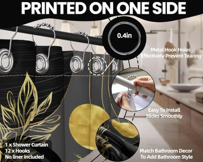 Black and Gold Shower Curtain, 72x72 in, Mid Century Modern Cool