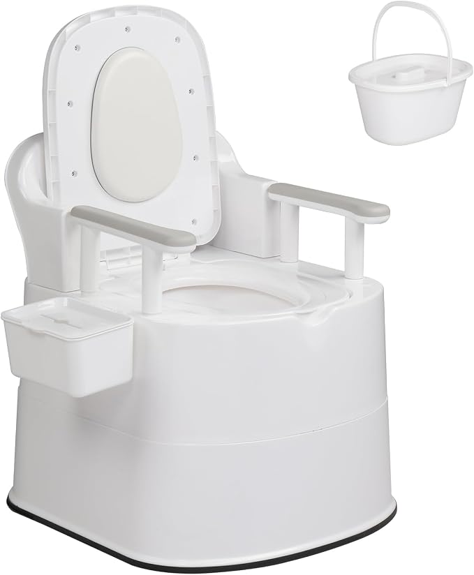 VINGLI Large Portable Toilet for Elder, Commode with 5 Gallon Bucket Inner, Lightweight Camping RV Toilet for Adult, Kids, Boat, Van, Travel (Upgrade)