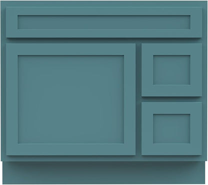 Vanity Art 36 Inch Single Bathroom Vanity Base Cabinet with 2 Functioning Shaker Drawers, Strudy Floor Mount Green Storage Cabinet Organizer for Bedroom, Living Room VA4036-2RGN