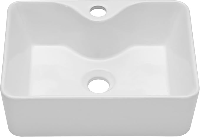 Bathroom Vessel Sink | Beslend 16"x12" Regular White Modern Ceramic Porcelain Above Counter Bathroom Sink Art Basin With Single Hole