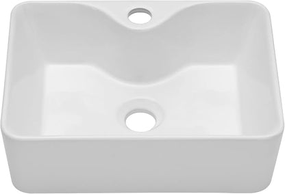 Bathroom Vessel Sink | Beslend 16"x12" Regular White Modern Ceramic Porcelain Above Counter Bathroom Sink Art Basin With Single Hole