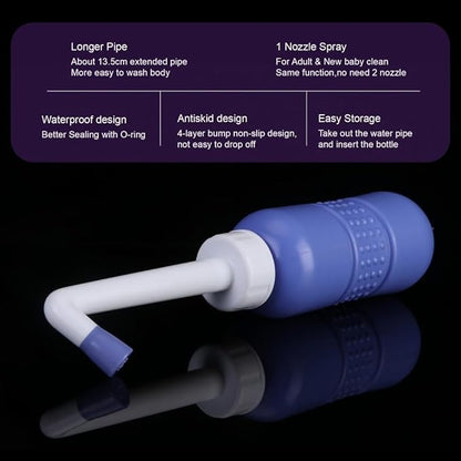 2PCS-Pack Portable Bidet 450ml Travel Bidets + Blue Backpacking Bidet,Peri Bottle for Postpartum and Perineal Care, Spray Bottle for Perineal Cleansing and Recovery