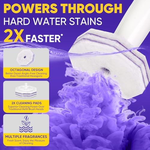30Ct Aromative Toilet Brush Refills, Double-Layer Cleaning Pads Added, Compatible with Most Toilet Brushes， Lavender（Patented）