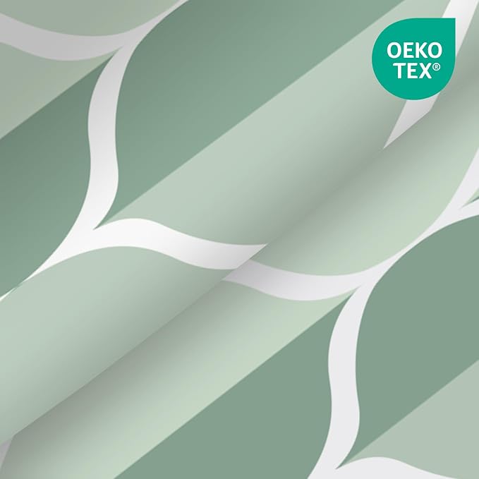 Gelbchu Dark Green No Hook Shower Curtain with Snap-in Liner, 71 x 74 Inch | Built-In Hooks, Mesh Top Window, Water-Repellent, Machine Washable, Quick Drying, Premium Polyester, Hotel Style, Modern