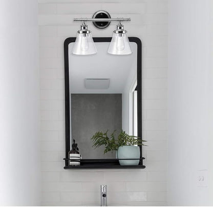 GLOBE Electric 51412 Parker 2-Light Vanity Light, Chrome, Clear Glass Shades