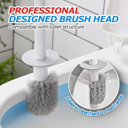 FORASTO Toilet Bowl Brush and Holder Set - Toilet Scrubber Brush,Cleaning Brush,Bathroom Decor,Household Essentials,Cleaning Supplies,White