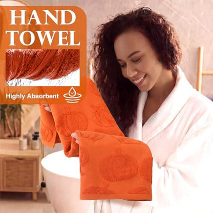 Hahafelt Decorative Bathroom Towel Set,Orange,Pumpkin
