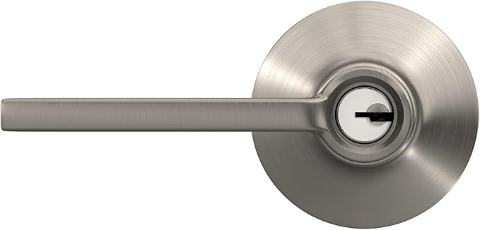 Schlage F51A LAT 619 Latitude Door Lever, Keyed Entry Lock, Satin Nickel