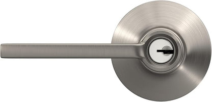 Schlage F51A LAT 619 Latitude Door Lever, Keyed Entry Lock, Satin Nickel