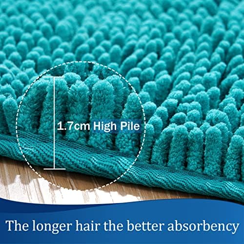LOCHAS Luxury Bathroom Rug Shaggy Bath Mat 24 x 17 Inch, Teal Blue