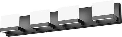 Tipace Dimmable Black LED Vanity Light for Bathroom Up and Down 4 Lights Black Modern Bathroom Wall Light Fixtures Over Mirror(White Light 6000K)