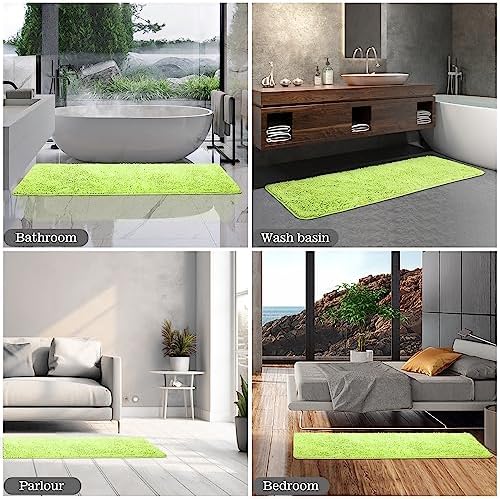 Yeaban Chenille Apple Green Bathroom Runner Rug 24"x72"