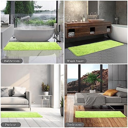 Yeaban Chenille Apple Green Bathroom Runner Rug 24"x72"