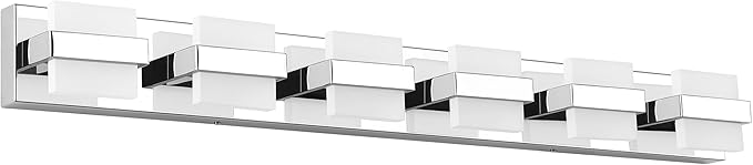 SOLFART 6 Lights Vanity Light Over Mirror,Chrome Bathroom Light Feature Modern LED Dimmable Gloss Chrome Modern Lighting