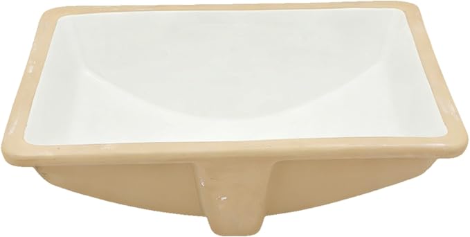 White Undermount Bathroom Sink 21.1"x15.1"Ceramic Basin | Modern Porcelain Under Counter Bathroom Vanity Sink, Interior Bowl 19.2"x 13.1", Rectangular Undermount Basin with Overflow