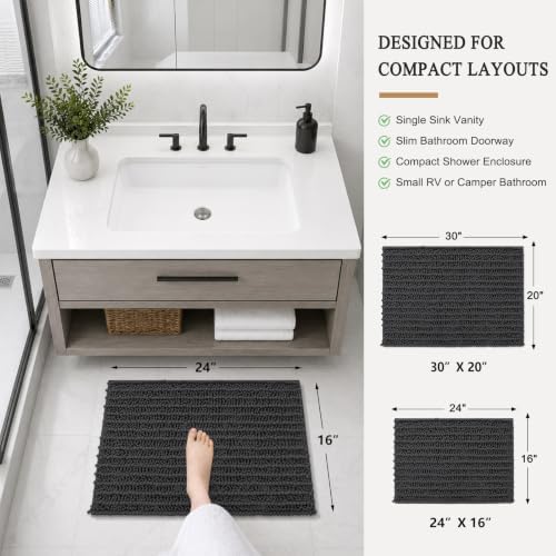 Arotive Bathroom Rugs Mat 24x16, Soft Absorbent Chenille Shaggy Bath Mat