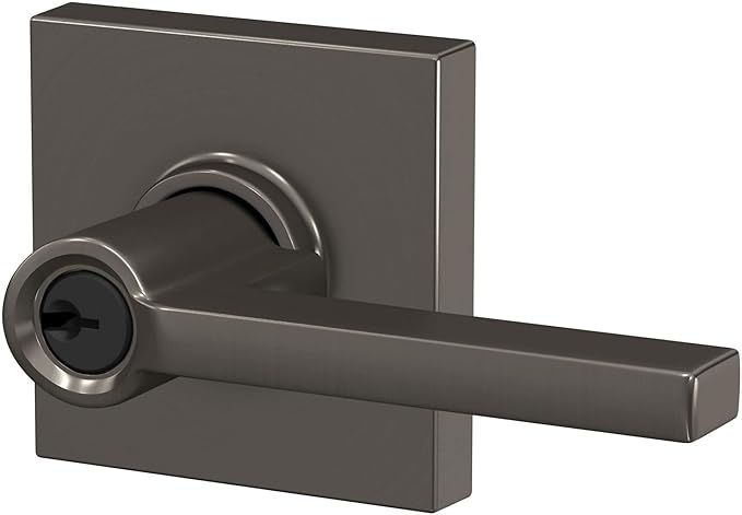 SCHLAGE F51A LAT 716 COL Latitude Lever with Collins Trim Keyed Entry Lock, Aged Bronze