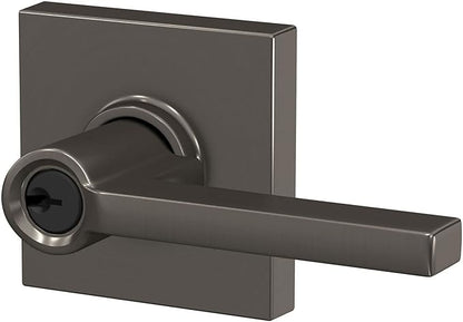 SCHLAGE F51A LAT 716 COL Latitude Lever with Collins Trim Keyed Entry Lock, Aged Bronze