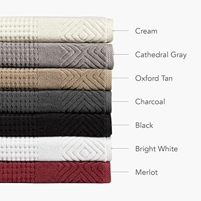 Texere 100% Organic Cotton Diamond Jacquard 700 GSM Luxury Bath Towel Sets - Ultra Soft and Absorbent Hotel and Spa Quality (Diamond, Merlot, 2 Bath Towels)