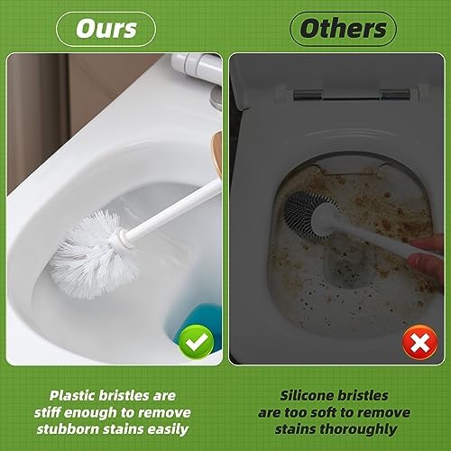 SUBEKYU Toilet Brush, Toilet Bowl Brush and Holder Set, Bathroom Toilet Bowl Cleaner Scrub Brush Set Scrubber for Deep Cleaning, White
