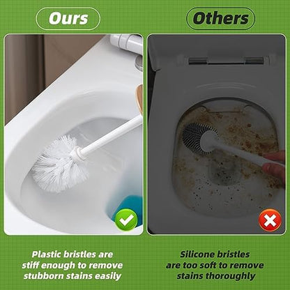 SUBEKYU Toilet Brush, Toilet Bowl Brush and Holder Set, Bathroom Toilet Bowl Cleaner Scrub Brush Set Scrubber for Deep Cleaning, White