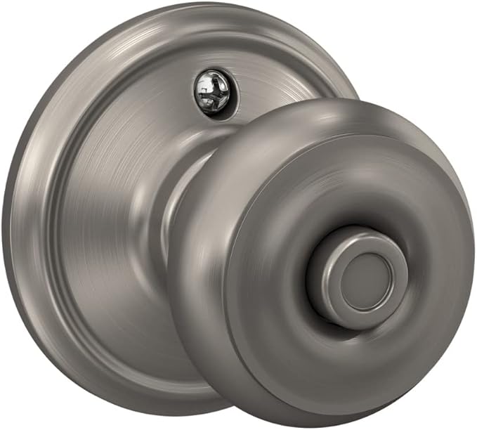 SCHLAGE F40 GEO 619 Georgian Door Knob, Bed & Bath Privacy Lock, Satin Nickel (Pack of 4)