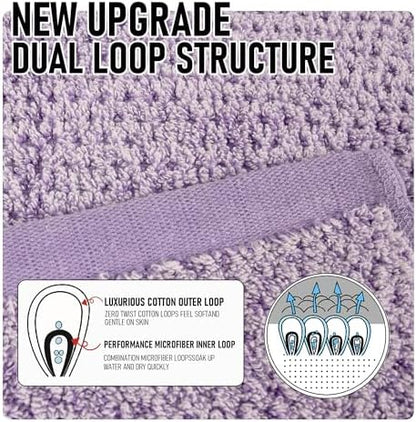 Everplush Diamond Jacquard 6 Pieces Bath Towel Set, Luxury Super Soft Oversized Towels, Highly Absorbent Diamond Jacquard Quick Dry Bath Towel for Lavender Towels Bathroom Sets