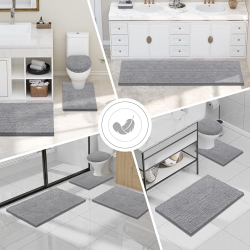 Smiry Bathroom Rugs 84X60, Luxury Chenille Extra Soft Absorbent Bath Mat