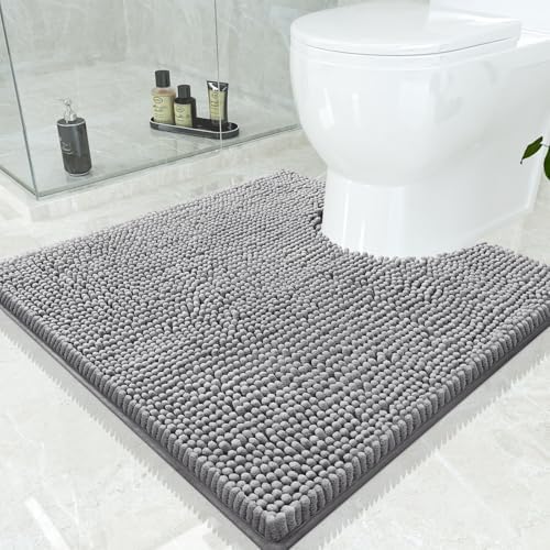 Smiry Toilet Rugs U-Shaped 24x24, Extra Soft Absorbent Contoured Bath Mat