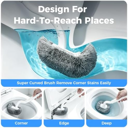 Bathroom Toilet Brush, OSCIOSS Toilet Bowl Brush with Ergonomic Design, Compact Size, Durable Bristles, Wall Mounted RV Toilet Brush for Bathroom Cleaning (White, 2pack)
