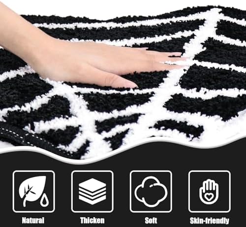 Meetory Spider Web Bath Mat, 31×20" Halloween Bath Mat Non-Slip Rugs Spiderweb Rug Machine Washable Goth Area Rugs Gothic Rug for Front Door, Bedroom, Living Home (Black)