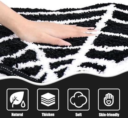Meetory Spider Web Bath Mat, 31×20" Halloween Bath Mat Non-Slip Rugs Spiderweb Rug Machine Washable Goth Area Rugs Gothic Rug for Front Door, Bedroom, Living Home (Black)