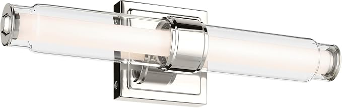 Kichler Laurene LED Bath Bar Light, Polished Nickel | Linear vanity light with clear glass for mirrors and vanities (18.5" x 5"), 55237PNLED