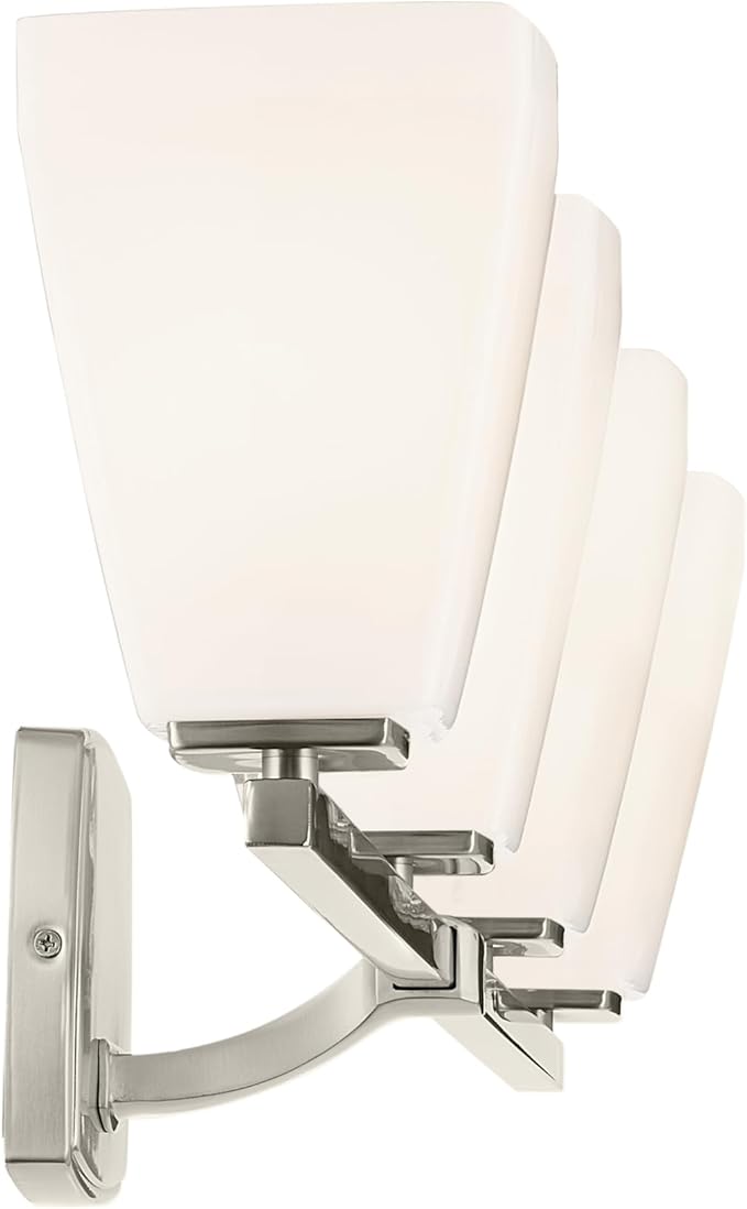 Kichler Marant 33.25" 4-Light Vanity Light with Opal Glass in Brushed Nickel, for Bathroom, Powder Room, Over a Mirror, (33.25" W x 9.5" H), 55217NI
