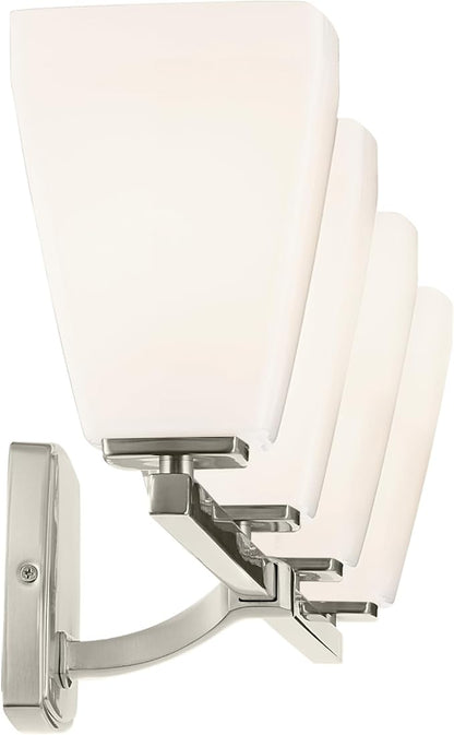 Kichler Marant 33.25" 4-Light Vanity Light with Opal Glass in Brushed Nickel, for Bathroom, Powder Room, Over a Mirror, (33.25" W x 9.5" H), 55217NI