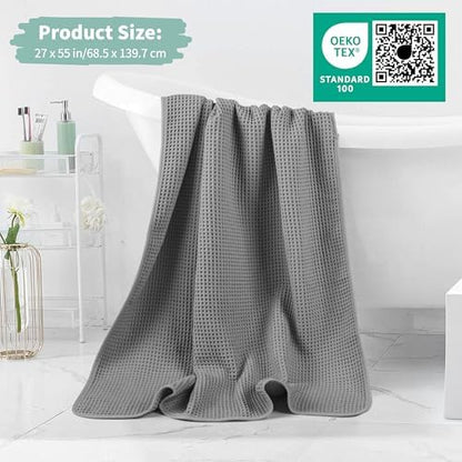 Microfiber Waffle Bath Towels, 4 Pieces, Soft, Absorbent, Fast Drying, Lint Free 430 GSM (27''x55''/68.58 cm x139.7 cm)