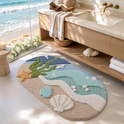 LUMI Beach Bathroom Rug Soft Microfiber Absorbent Bath Mat 24x44