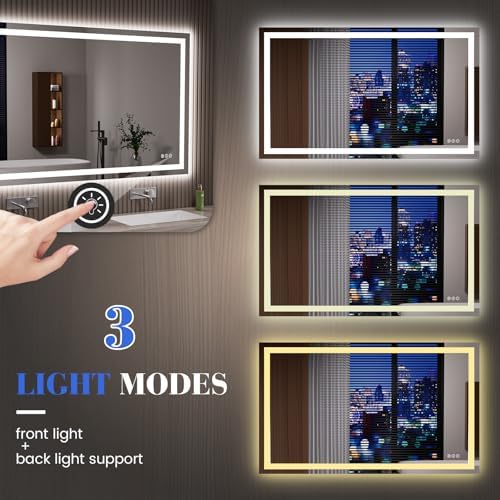 JISOSO LED Bathroom Mirror, Bathroom Vanity Mirror, 48"x36"