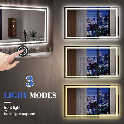 JISOSO LED Bathroom Mirror, Bathroom Vanity Mirror, 48"x36"